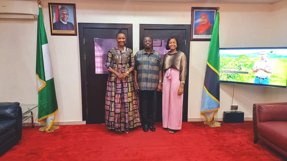Left to right: Etienying Akpanusong, Founder and Executive Director, Etiquette Africa Initiative, H. E. Dr Benson Alfred Bana and Stephanie Omachonu, Executive Assistant and Project Coordinator