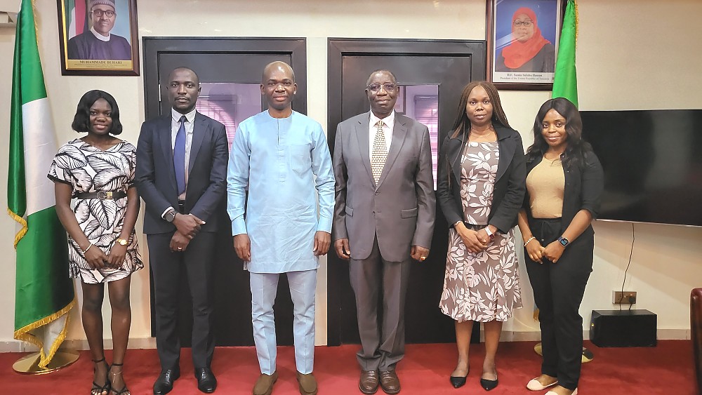 left to right: Joy Nguvan Jacob, Philbert Peter, Odinaka Iloh, H. E. Dr Benson Alfred Bana, Edna Obinyan Sylvester and Keibi Bristol.