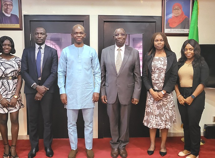 left to right: Joy Nguvan Jacob, Philbert Peter, Odinaka Iloh, H. E. Dr Benson Alfred Bana, Edna Obinyan Sylvester and Keibi Bristol.