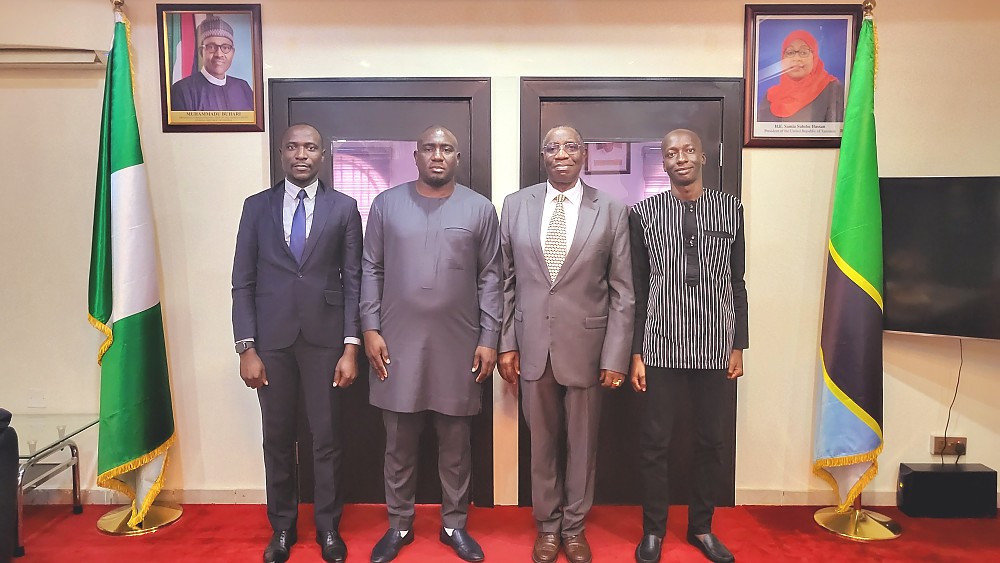 Left to right: Mr Philbert Peter, Economic Affairs Attache, Mr Issouf Sana, H. E. Dr. Benson Alfred Bana and Mr. Bertrand Tiemtore