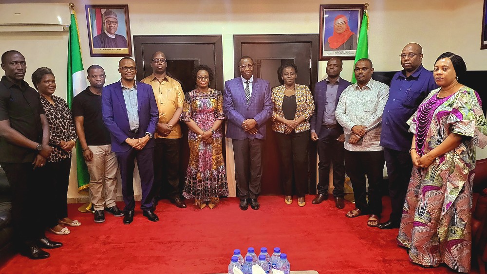 H. E. Dr.  Benson Alfred Bana with Hon. Mrs. Lucy Kabyemera, her delegation and Home Based Staff of the Mission