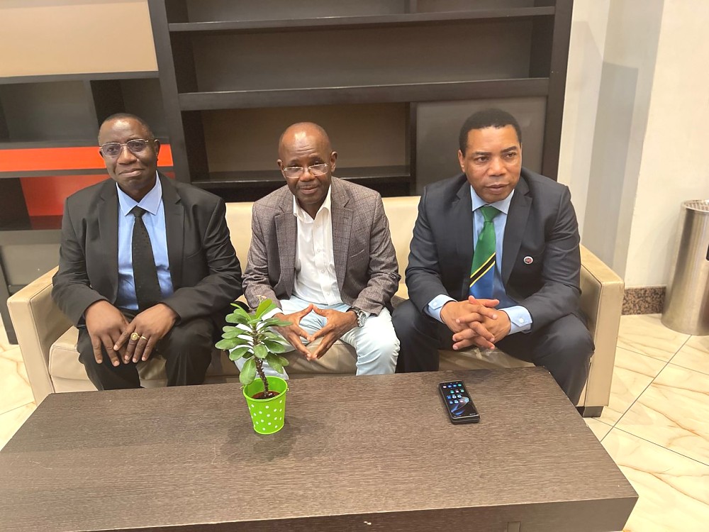 H. E. Dr. Benson Alfred Bana, Prof. Makame M. Mbarawa (MP) and Dr. Mwigulu L. Nchemba (MP)