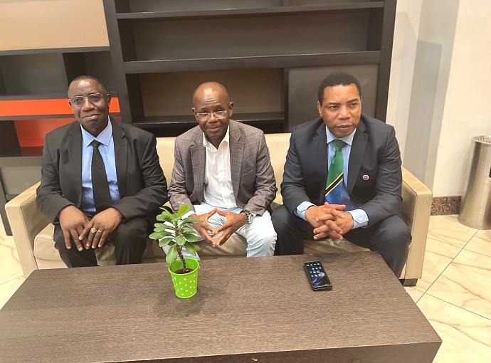 H. E. Dr. Benson Alfred Bana, Prof. Makame M. Mbarawa (MP) and Dr. Mwigulu L. Nchemba (MP)