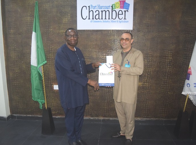 H. E. Dr. Benson A. Bana, High Commissioner and Chief Nabil Ahmed Saleh, President of Port Harcourt Chamber of Commerce, Industry, Mines and Agriculture.