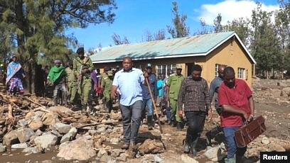 H. E. Kassim Majaliwa Majaliwa, Prime Minister of the United Republic of Tanzania visiting scenes of damaged by the flood in katesh- Hanang district Tanzania.