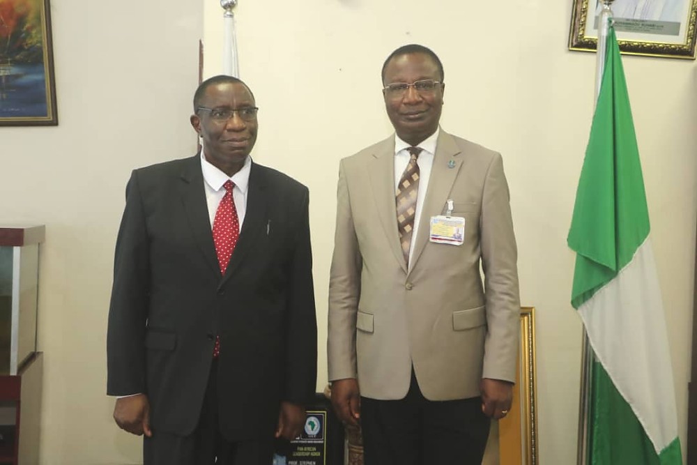 H. E. Dr. Benson Alfred Bana, High Commissioner with Acting Vice Chancellor, Prof Stephen Okodudu