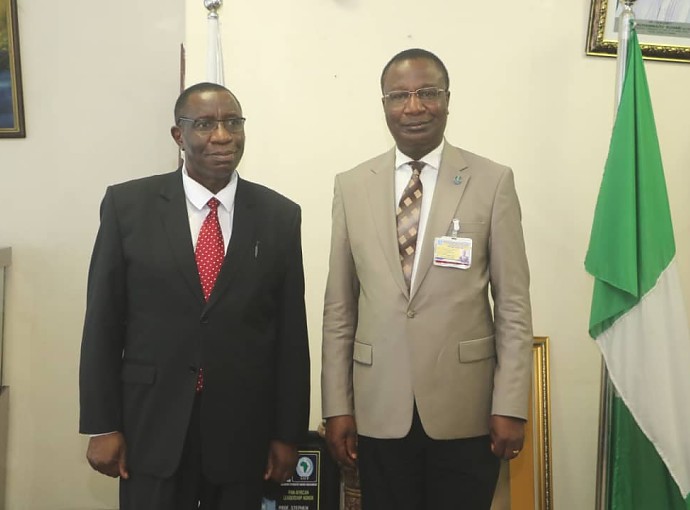 H. E. Dr. Benson Alfred Bana, High Commissioner with Acting Vice Chancellor, Prof Stephen Okodudu