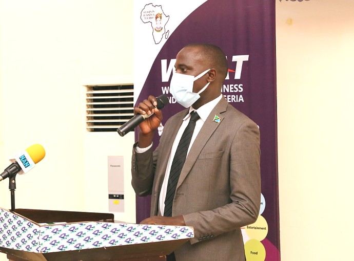 Mr Philbert Peter, giving a goodwill message on behalf of H. E. Dr. Benson Alfred Bana, High Commissioner of Tanzania to Nigeria.