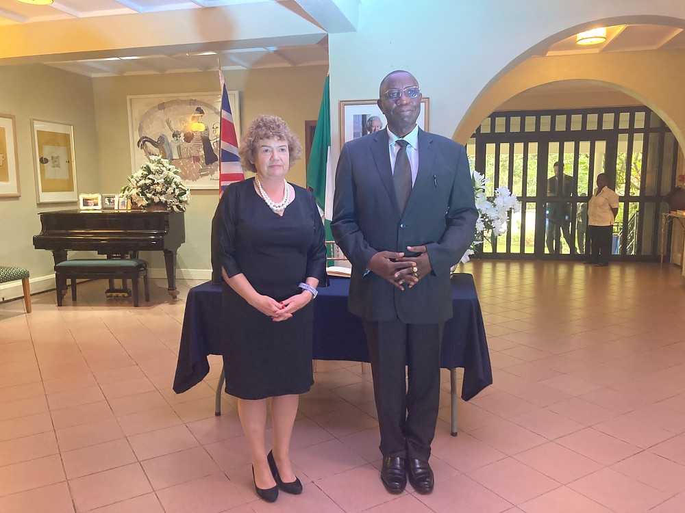 His Excellency Dr. Benson Alfred Bana, and Her Excellency, Catriona Laing CB, British High Commissioner.